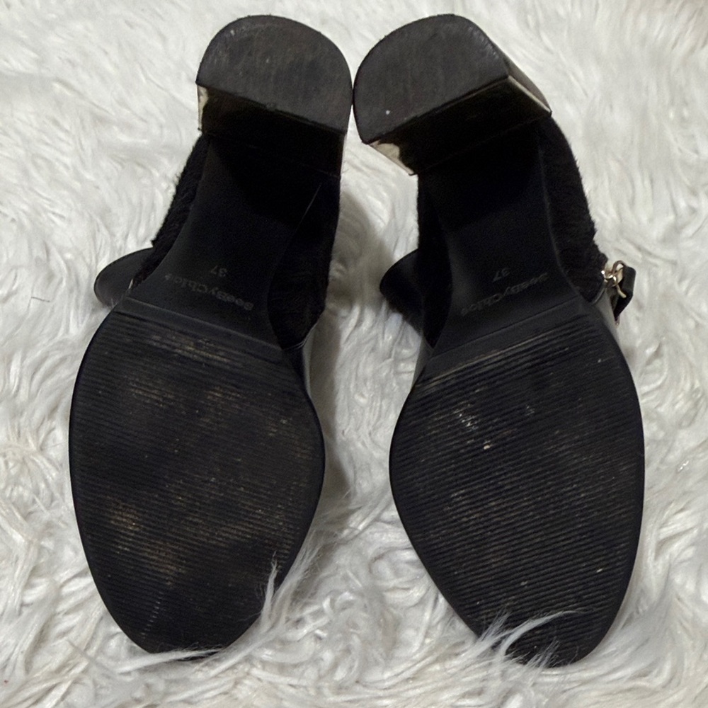 SEE By Chloe Black Ankle Boots with Goldtone Accents - Picture 11 of 13